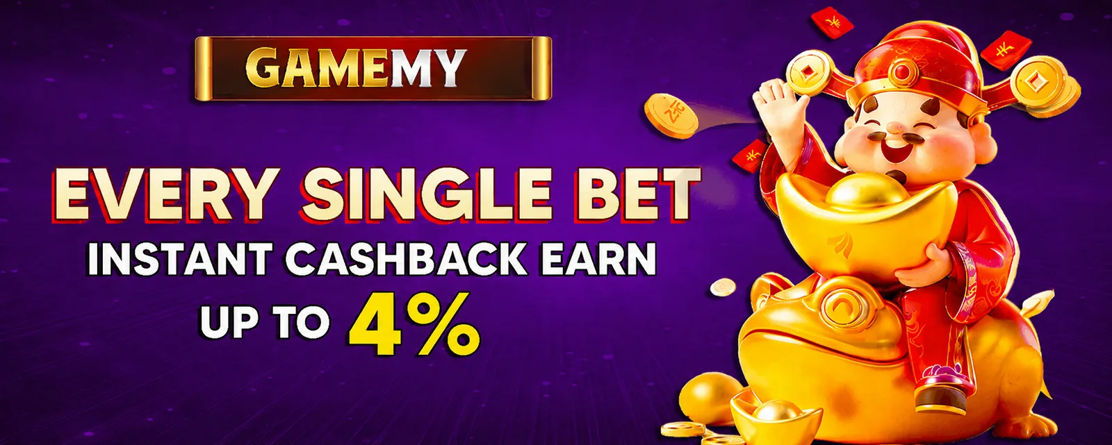 GAMEMY instant cashback: earn up to 4% rebate on every single bet